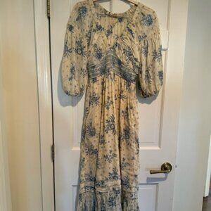 Free People: Cream and Blue Boho dress